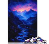 500 Piece Blue Misty Mountains Puzzles For Adults Wooden Puzzles Brain Teaser Puzzles For Children 500pcs (52x38cm)