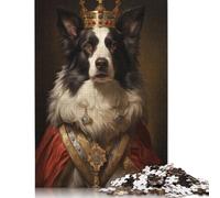 500 Piece 'Border Collie Dog King Jigsaw Puzzlesfor Adults Teenagers Wooden Puzzle Jigsaws for Adults Educational Game Challenge Toy 500pcs (52x38cm)