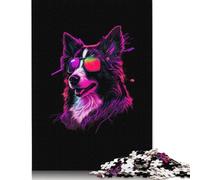 500 Piece Border Collie Square Jigsaw Puzzles for Adults, Wooden Puzzles Educational Game for Children 500pcs (52x38cm)