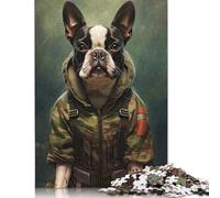 500 Piece Boston Terrier Camo Jacket Square Jigsaw Puzzles for Adults & Wooden Puzzles Learning Educational Toys Family Games 500pcs (52x38cm)