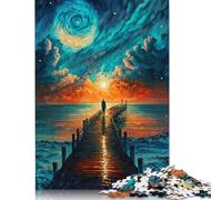 500 Piece Bridge to Ocean Painting Creative Square Jigsaw Puzzles for Adults And Wooden Puzzles Educational Game for Adult 500pcs (52x38cm)