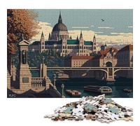 500 Piece Budapest City Pixel Art Jigsaw Puzzlesfor Adults Teenagers Wooden Puzzle Jigsaws for Adults Educational Game Challenge Toy 500pcs (52x38cm)