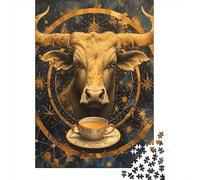 500 Piece Bull Coffee Square Puzzle for Adults, Wooden Puzzles Puzzle Hands-on Game 500pcs (52x38cm)