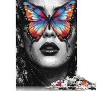 500 Piece Butterfly Eyes Woman Portrait Jigsaw Puzzles for Adult Teenagers Puzzle Jigsaws for Adults Jigsaw Puzzles for Adults 500pcs (52x38cm)
