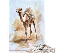 500 Piece Camel Watercolor Painting Jigsaw Square Puzzle for Adults & Wooden Puzzles Educational Game Challenge Toy 500pcs (52x38cm)