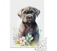 500 Piece Cane Corso Watercolor Square Puzzle for Adults Wooden Puzzles Educational Puzzle Family Game 500pcs (52x38cm)