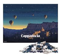 500 Piece Cappadocia Turkey Hot Air Balloons Night Square Puzzles for Adults & Wooden Puzzles Educational Game 500pcs (52x38cm)
