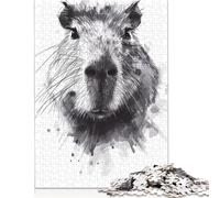 500 Piece Capybara Black Watercolor Jigsaw Puzzles, for Adults & Wooden Puzzles Educational Games For Kids 500pcs (52x38cm)