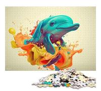 500 Piece Cartoon Style of Dolphin Puzzles for Adults Wooden Puzzles Educational Game for Children As A 500pcs (52x38cm)