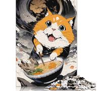 500 Piece Cat And Noodle Ramen Puzzles For Adults Wooden Puzzles Brain Teaser Puzzles For Children 500pcs (52x38cm)