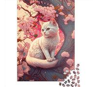500 Piece Cat Cherry Blossoms Jigsaw Puzzles, for Adults & Wooden Puzzles Educational Games For Kids 500pcs (52x38cm)