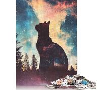 500 Piece Cat In The Galaxy Jigsaw Puzzles for Adults Teenagers Wood Puzzle Jigsaws for Adults Secret Santa Gifts 500pcs (52x38cm)