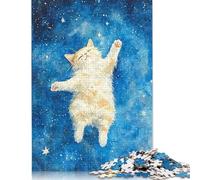 500 Piece Cat Kitten in Space Jigsaw Puzzlesfor Adults Teenagers Wooden Puzzle Adult Jigsaw Puzzle Sustainable Puzzle for Adults | Games 500pcs (52x38cm)