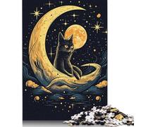 500 Piece Cat Moon Night Jigsaw Puzzlesfor Adults Teenagers Puzzles Jigsaw Puzzles for Adult 500pcs (52x38cm)