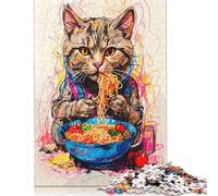 500 Piece Cat Ramen Japan Adult Jigsaw Puzzle Puzzle Jigsaws for Adults Teenagers Age 12+ 500pcs (52x38cm)