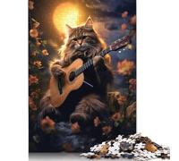 500 Piece Cat Under The Stars Guitar Jigsaw Puzzlesfor Adults Teenagers Puzzle for Adults Secret Santa Gifts 500pcs (52x38cm)