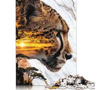 500 Piece Celestial Prowler of The Savannah Jigsaw Puzzle for Adult Teenagers Wood Puzzles for Adults Home Decoration Puzzle Toys 500pcs (52x38cm)