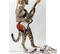 500 Piece Cheetah Guitar Creative Square Jigsaw Puzzles for Adults And Wooden Puzzles Educational Game for Adult 500pcs (52x38cm)