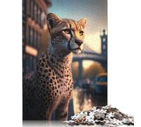 500 Piece Cheetah in Europe Square Puzzle for Adults Wooden Puzzles Educational Puzzle Family Game 500pcs (52x38cm)