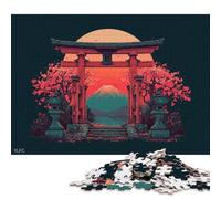 500 Piece Cherry Blossom Gate to Fuji Jigsaw Square Puzzle for Adults & Wooden Puzzles Educational Game Challenge Toy 500pcs (52x38cm)