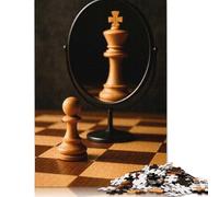 500 Piece Chess Pawn King Reflection Adult Jigsaw Puzzle Puzzle Jigsaws for Adults Jigsaw Puzzles for Adults Educational Game Challenge Toy 500pcs (52x38cm)