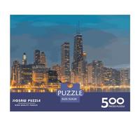 500 Piece Chicago City Skyscrapers Square Puzzle for Adults Wooden Puzzles Educational Puzzle Family Game 500pcs (52x38cm)