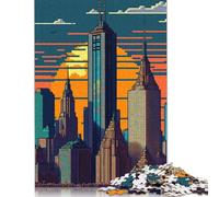 500 Piece Chicago Pixel Art Jigsaw Puzzles for Adult Teenagers Puzzles for Adults & Teenager Family Fun Jigsaws Puzzles 500pcs (52x38cm)