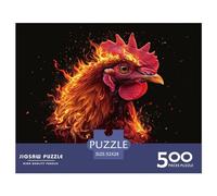 500 Piece Chicken Flames Square Jigsaw Puzzles for Adults, Wooden Puzzles Learning Educational Toy 500pcs (52x38cm)