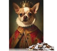 500 Piece Chihuahua The King Creative Square Jigsaw Puzzles for Adults & Wooden Puzzles Stress Relief Puzzle Games And Unique 500pcs (52x38cm)