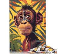 500 Piece Chimpanzees And Palm Trees Jigsaw Puzzle for Adult Teenagers Puzzle Jigsaws for Adults Educational Puzzle 500pcs (52x38cm)