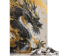 500 Piece Chinese Dragon Gold Ink Puzzles for Adults Wooden Puzzles Educational Games For Kids 500pcs (52x38cm)