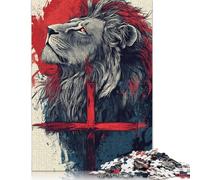 500 Piece Christian Lion Jigsaw Puzzles for Adults Wooden Puzzle for Adults And Teenager Educational Puzzle 500pcs (52x38cm)