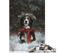 500 Piece Christmas Border Collie Adult Jigsaw Puzzle Puzzles for Adults Learning Educational Puzzle 500pcs (52x38cm)