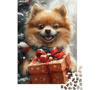 500 Piece Christmas Pomeranian Jigsaws for Adults Wooden Puzzles for Adults Family Fun Jigsaws Puzzles 500pcs (52x38cm)