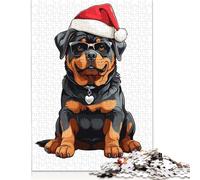 500 Piece Christmas Rottweiler Jigsaw Puzzle for Adult Teenagers Puzzle Jigsaws for Adults Puzzles for Adults 500pcs (52x38cm)