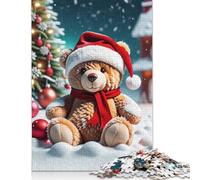 500 Piece Christmas Teddy Bear Jigsaws for Adults Wood Puzzle Jigsaws Educational Game Challenge Toy 500pcs (52x38cm)