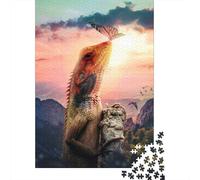 500 Piece Climbing Lizard Wooden Jigsaw Puzzles Adults Teens Jigsaw Large Puzzle Toys Gift Educational Intellectual Decompressing Fun Family Game 500pcs (52x38cm)