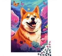 500 Piece Colorful Art Corgi Puzzle For Adults | Large Jigsaw Puzzle with Premium & Durable Wooden Block Pieces with Precise Interlocking Design 500pcs (52x38cm)