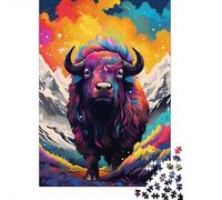 500 Piece Colorful Art Yak Puzzle For Adults | Large Jigsaw Puzzle with Premium & Durable Wooden Block Pieces with Precise Interlocking Design 500pcs (52x38cm)