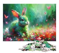 500 Piece 'Colorful Bunny in A Floral Meadow Jigsaw Puzzlesfor Adults Teenagers Wooden Puzzle Jigsaws for Adults Educational Game Challenge Toy 500pcs (52x38cm)