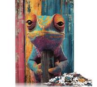 500 Piece Colorful Chameleon Portrait Puzzles for Adults Wooden Puzzles Educational Games For Kids 500pcs (52x38cm)