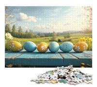 500 Piece Colorful Easter Eggs on Wooden Table Puzzles for Adults Wooden Puzzles Educational Game for Children As A 500pcs (52x38cm)