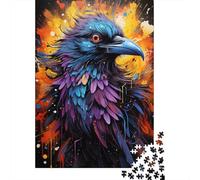 500 Piece Colorful Fantasy Crow Puzzle For Adults | Large Jigsaw Puzzle with Premium & Durable Wooden Block Pieces with Precise Interlocking Design 500pcs (52x38cm)