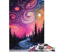 500 Piece Colorful Night Sky Landscape Jigsaw Puzzles for Adult Teenagers Puzzle Jigsaws for Adults Jigsaw Puzzles for Adults 500pcs (52x38cm)