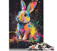500 Piece Colorful Rabbit Splash Art Jigsaw Puzzles for Adult Teenagers Puzzle Adult Jigsaw Puzzle for Adults 500pcs (52x38cm)