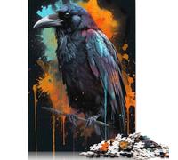 500 Piece Colorful Raven With Drips Creative Square Jigsaw Puzzles for Adults And Wooden Puzzles Educational Game for Adult 500pcs (52x38cm)