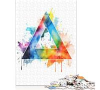 500 Piece Colorful Splash Triangle Jigsaw Puzzles for Adults Teenagers Puzzles for Adults Puzzles Relax Puzzles Games 500pcs (52x38cm)