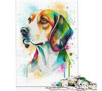 500 Piece 'Colorful Watercolor Beagle Square Jigsaw Puzzles for Adults, Wooden Puzzles Learning Educational Toy 500pcs (52x38cm)