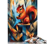 500 Piece Contemporary Cubist Take on Dürers Squirrel Study - Modern Wildlife Wall Art Jigsaw Puzzles for Adults Wooden Puzzles for Adults & Teenager Family Entertainment Toys 500pcs (5