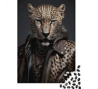 500 Piece Cool Jaguar Square Jigsaw Puzzles for Adults, Wooden Puzzles Educational Game for Children 500pcs (52x38cm)